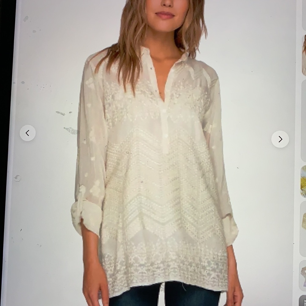 Johnny Was Zig Zag Popover Tunic Top S